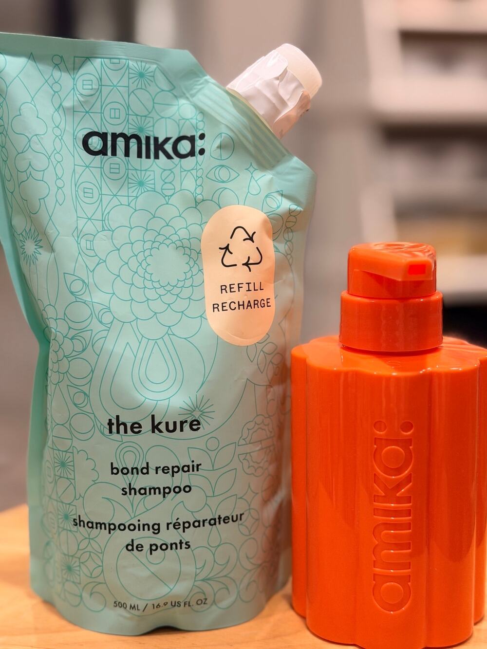 Amika The Kure 16.9 Shampoo Refill Pouch & Pump Bottle